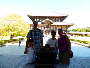 The fam in front of the temple