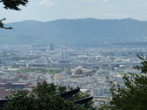 View of Kyoto from a spot near the top.