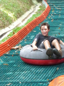 Fun on the long tube slide