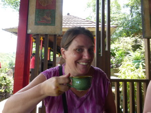 My mom drinking luwak coffee