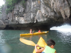 Kayaking through