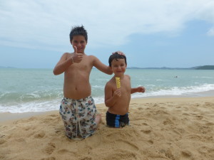 Playing on the beach in Koh Samui