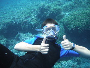 Studying underwater life in Bali