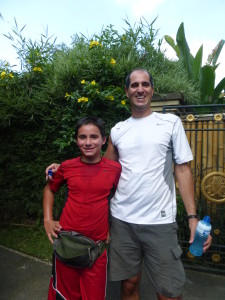 Nathan and Lorenzo did an extra 8K uphill ride at the end.  In 90+ degree heat!  