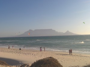 Kite Surfers in front of Table Mountain